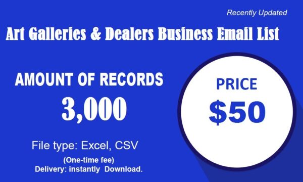 Art Galleries & Dealers Specific Special Email Data