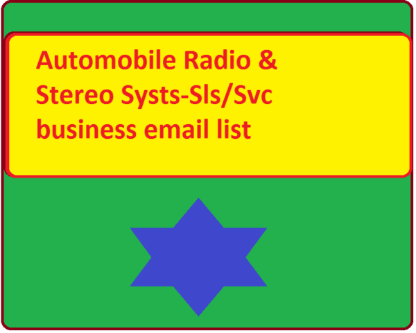 Automobile Radio & Stereo Systs-Sls Svc Specific Special Email Data