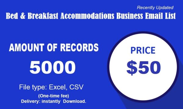 Bed & Breakfast Accommodations Specific Special Email Data