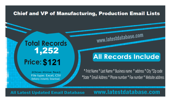 Chief and VP of Manufacturing, Production Specific Special Email Datas