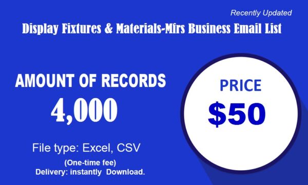 Display Fixtures & Materials-Mfrs Specific Special Email Data