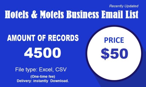 Hotels & Motels Specific Special Email Data