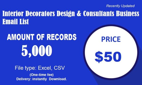 Interior Decorators Design & Consultants Specific Special Email Data