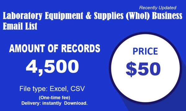 Laboratory Equipment & Supplies (Whol) Specific Special Email Data