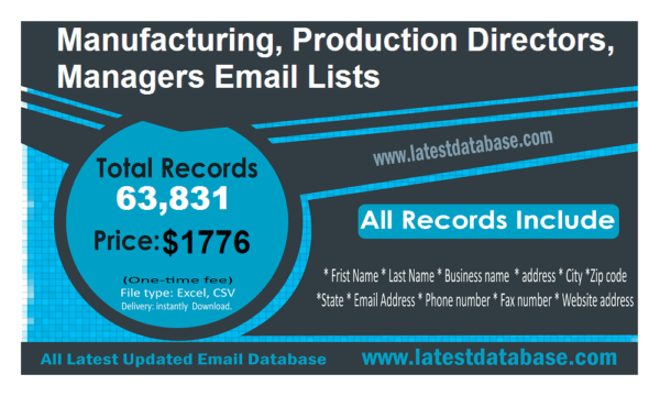 Manufacturing, Production Directors, Managers Specific Special Email Datas