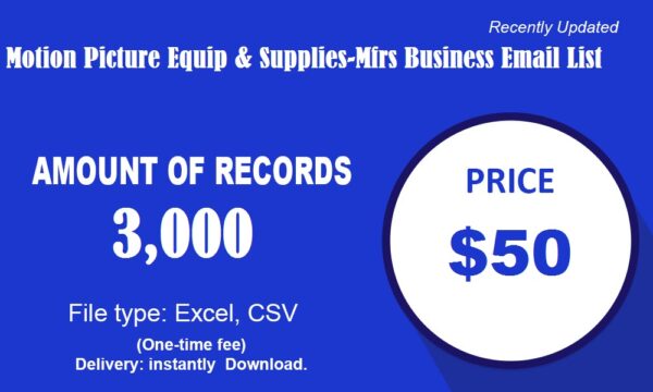 Motion Picture Equip & Supplies-Mfrs Specific Special Email Data