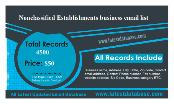 Nonclassified Establishments Specific Special Email Data