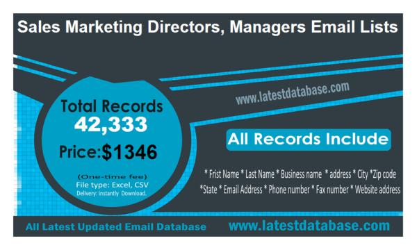 Sales Marketing Directors, Managers Specific Special Email Datas