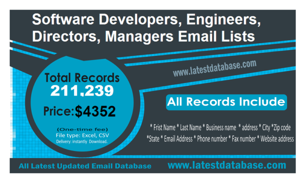 Software Developers, Engineers, Directors, Managers Specific Special Email Datas