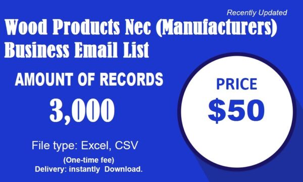 Wood Products Nec (Manufacturers) Specific Special Email Data